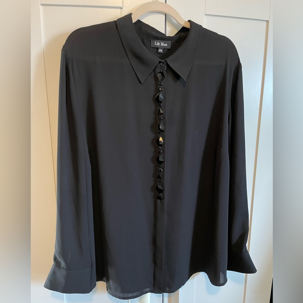 💛Lily Moss Jeweled Button Up Shirt. Size 2X.
